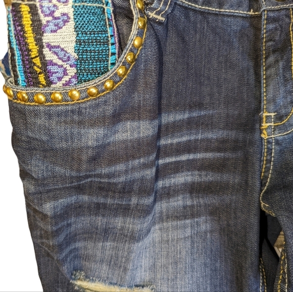 Coogi Jeans Y2K Jeans .. Embroidery Gold Studded Pocket Bootcut..Size 17/18 - Picture 8 of 11